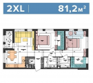 2-комнатная планировка квартиры в доме по адресу Салютная улица 2б (30)