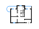3-комнатная планировка квартиры в доме по проекту Т-22