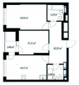 2-комнатная планировка квартиры в доме по адресу Семьи Кульженко улица (Дегтяренко Петра улица) 22 (2)