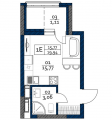 1-комнатная планировка квартиры в доме по адресу Семьи Кульженко улица (Дегтяренко Петра улица) 22 (2)