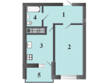 1-комнатная планировка квартиры в доме по адресу Коласа Якуба улица 2в