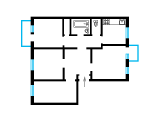 4-комнатная планировка квартиры в доме по проекту 1-302-1