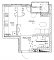 1-комнатная планировка квартиры в доме по адресу Бориспольское шоссе дом 1
