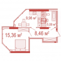 1-комнатная планировка квартиры в доме по адресу Бархатная улица 11а