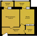 1-кімнатне планування квартири в будинку за адресою Пожарського (Троєщина) вулиця 26в