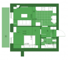 1-комнатная планировка квартиры в доме по адресу Парковая улица 2