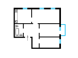 3-комнатная планировка квартиры в доме по проекту арх. Курыгина В. И.