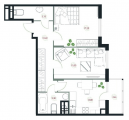 2-комнатная планировка квартиры в доме по адресу Свободы улица 1 (8)