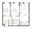2-комнатная планировка квартиры в доме по адресу Каунасская улица 27 (4)