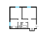2-кімнатне планування квартири в будинку по проєкту 1-225-109