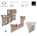 4-комнатная планировка квартиры в доме по адресу Кудрявская улица 45