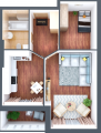 1-комнатная планировка квартиры в доме по адресу Пригородная улица 22 (3)