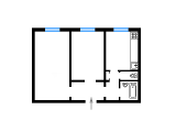2-кімнатне планування квартири в будинку по проєкту 1-424-14