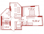 3-комнатная планировка квартиры в доме по адресу Бархатная улица 11а