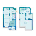 2-комнатная планировка квартиры в доме по адресу Приорская улица (Полупанова улица) 16