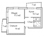 2-комнатная планировка квартиры в доме по адресу Звездная улица 7а