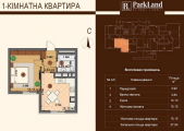 1-комнатная планировка квартиры в доме по адресу Практичная улица 1