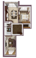 2-комнатная планировка квартиры в доме по адресу Садовая улица 1а (12-13)
