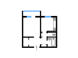 1-кімнатне планування квартири в будинку по проєкту 96