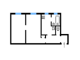 2-комнатная планировка квартиры в доме по проекту 5-60-КБ2