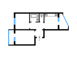 2-кімнатне планування квартири в будинку по проєкту АППС-люкс
