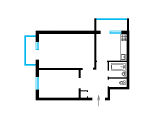 2-кімнатне планування квартири в будинку по проєкту 1-447С-42