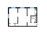 2-кімнатне планування квартири в будинку по проєкту 13-01