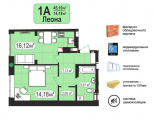 1-комнатная планировка квартиры в доме по адресу Пушкинская улица 64/68