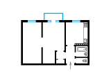 2-комнатная планировка квартиры в доме по проекту 1-464А-20