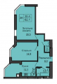 2-комнатная планировка квартиры в доме по адресу Боголюбова улица 44