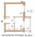 1-кімнатне планування квартири в будинку за адресою Пожарського (Троєщина) вулиця 16б