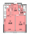 1-кімнатне планування квартири в будинку за адресою Дніпровська набережна дом 2