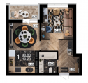 1-комнатная планировка квартиры в доме по адресу Тираспольская улица 43 (4)