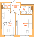 1-комнатная планировка квартиры в доме по адресу Тверской тупик 7б