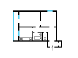 2-кімнатне планування квартири в будинку по проєкту арх. Ладний В. Є. 