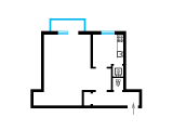 1-комнатная планировка квартиры в доме по проекту 1-443-5