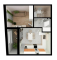 1-комнатная планировка квартиры в доме по адресу Панорамная улица 2б