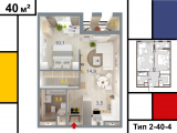 1-комнатная планировка квартиры в доме по адресу Бориспольская улица 67