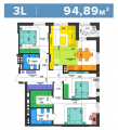 3-комнатная планировка квартиры в доме по адресу Салютная улица 2б (11)