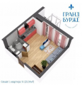 1-комнатная планировка квартиры в доме по адресу Бирюкова Леонида бульвар 2а к1-5
