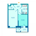 1-комнатная планировка квартиры в доме по адресу Приорская улица (Полупанова улица) 16