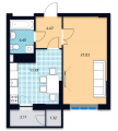 1-кімнатне планування квартири в будинку за адресою Малиновського маршала вулиця 2а