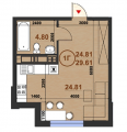 1-кімнатне планування квартири в будинку за адресою Практична вулиця Smart 6
