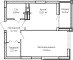 1-комнатная планировка квартиры в доме по адресу Озерный переулок дом 1