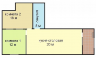 2-комнатная планировка квартиры в доме по адресу Виноградная улица 3