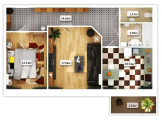 2-комнатная планировка квартиры в доме по адресу Европейская улица 4б