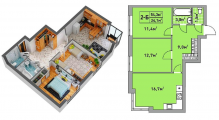2-комнатная планировка квартиры в доме по адресу Университетская улица 3/1 (3)