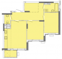 2-кімнатне планування квартири в будинку за адресою Сім'ї Кульженків улица (Дегтяренка Петра вулиця) 37