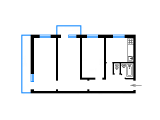 3-комнатная планировка квартиры в доме по проекту 1-КГ-480-11у/4