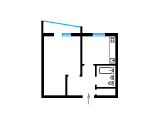 1-комнатная планировка квартиры в доме по проекту ММ-640